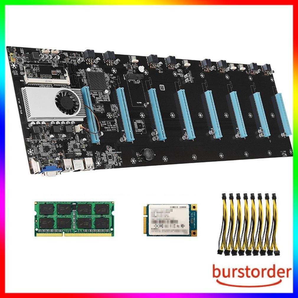 Conjunto de placas-mãe de mineração btc s37, placa gráfica de fonte de alimentação, 4gb, ddr3, ssd, bitcoin, minerador, chassi, placa de base