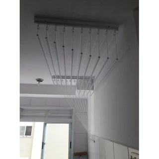 Varal De Teto Individual 10 Varetas Aluminio Branco - 100cm
