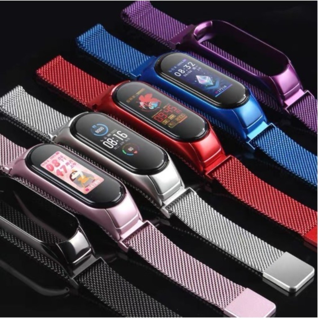 Pulseira Aço compatível Mi Band 5 e 6 com Fecho de metal Magnética ...