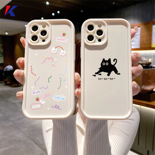 Caixa Redmi Note 12 10 11 11S 9 8 9S 10S 12S PRO MAX 11SE Redmi 9A 13C 12C 10C 9T 10 Prime 10X 9c NFC 9i 9AT 12 A1 A2 A1+ A2+ 10A 11A 9 Power Mi 11 12 Lite POCO C50 C51 C55 Ins Preto Gato Fofo Olhos De Anjo Borda Reta Capa Da Do Telefone