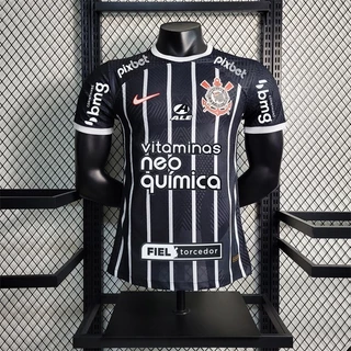 Corinthians 23/24 C-S Away Player Edition Camisa De Futebol Masculina Preta