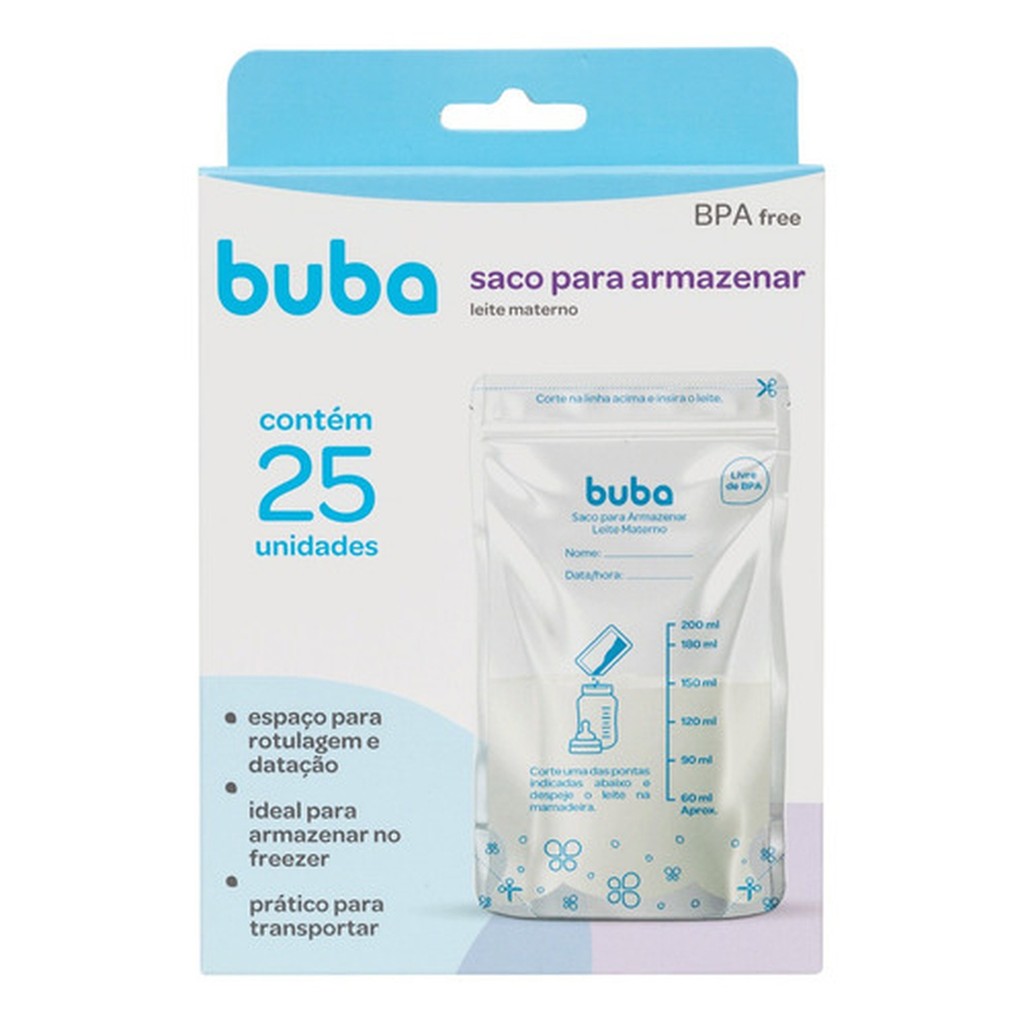 Kit Saco Para Armazenar Leite Materno 25 Unidades 200ml Buba | Shopee ...