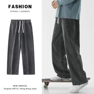 Calça De Ganga Masculina De Perna Direita Solta E Larga Marca De Moda Retro Versátil Americana High Street