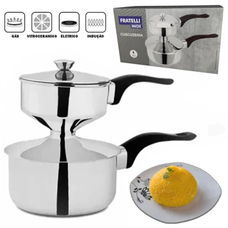 Cuscuzeira Fogão Indução Aço Inox Panela Cuscuz Nordestina 9,5cm Fratelli