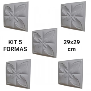 Forma de Gesso 3d Kit 5 Moldes Para Gesso 29x29 Placa Gesso