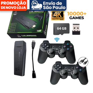 Video Game Stick 10 mil Jogos Retrô Antigo 4K Controle Sem Fio Portátil Original Presente