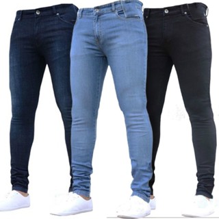 Conjunto de 3 Calças Jeans Masculinas Slim Fit com Lycra e elastano