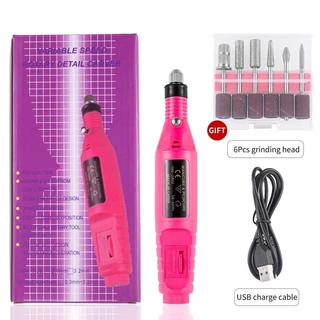 Berbequim Elétrico De Pregos Jogo De Plugues USB Com Broca De 6pcs Pedicure Lixa Ferramenta De Polimento Para Arte