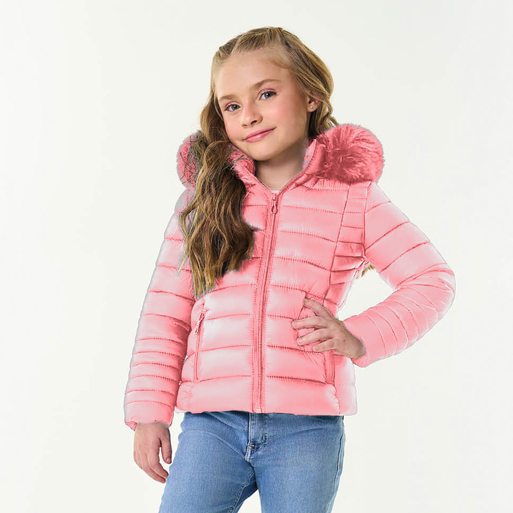 Jaqueta Casaco Infantil Menina Puffer Pelinho Trick Nick | Shopee Brasil