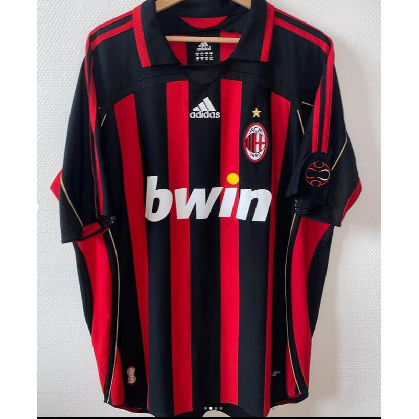 2006/07AC Milan Casa Camisa Retro Futebol Uniforme