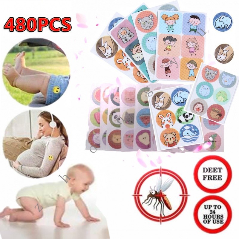 480Pcs As mulheres grávidas Ao ar livre crianças Adesivos Repelente De Mosquitos Anti-Insetos De Desenho Animado Mosquiteiro repelente