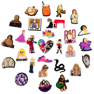 1PCS Cartoon Cute " Taylor Swift " Crocs Jibbitz Shoe Charms Sandals Acessórios De Pulseira Para Crianças Festa De Aniversário