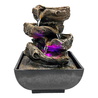 Fonte De Agua Moderna Cascata Decorativa Mesa Resina Com Led