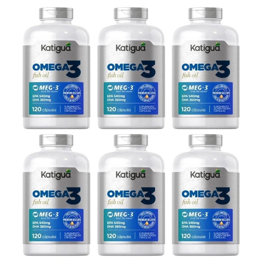 Kit Omega 3 Fish Oil Com 6 Potes De 120 Cápsulas Cada | Shopee Brasil