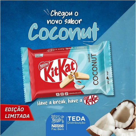 Kit Com 4 Chocolates kit kat Coconut Nestlé De 41,5g | Shopee Brasil