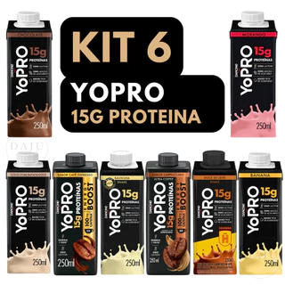 YoPRO Bebida Láctea Sabores 15g de Proteínas 250ml Kit 6 Unidades em Oferta na Shopee
