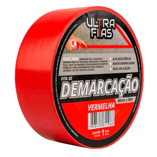 Fita Demarcação Solo PVC 30 Metros - Vermelho
