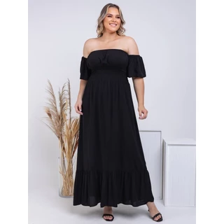 Vestido Longo Plus Size Ciganinha Elastex Blogueira 44 Ao 50 COD/V16
