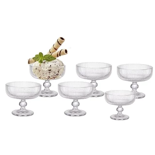Kit com 6 Taças de Vidro para Sobremesa, Sorvete e Gelatina 310ml Transparente, Vidro Reforçado