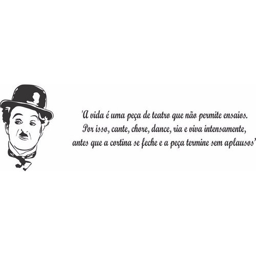 Adesivo Murale PVC Charlie Chaplin - Frasi E Citazioni Per Pareti, 56x40 Cm, Made In Italy