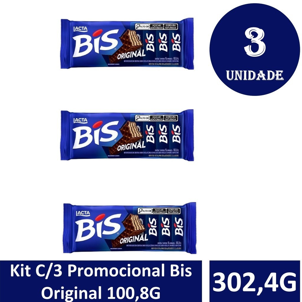 Kit C/3 Promocional Bis Original 100,8G | Shopee Brasil