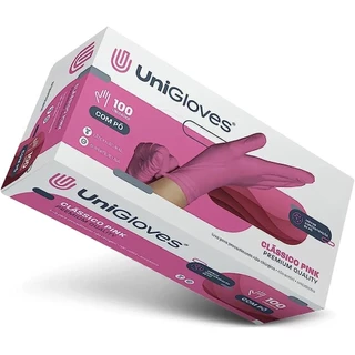 Luva látex com pó rosa UNIGLOVES