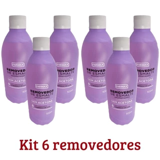 Kit 6 Removedores de Esmalte Uva Farmax 500ml