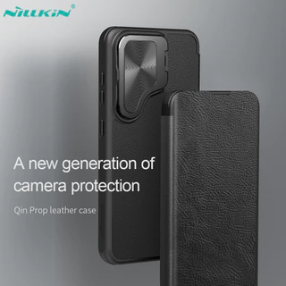 Caixa De Couro Para Samsung Galaxy S24 Ultra/S24 + Plus 5G Nillkin QinProp Flip Leather Case Com Proteção Câmera Premium Pele De Telefone Traseiro À Prova De Choque