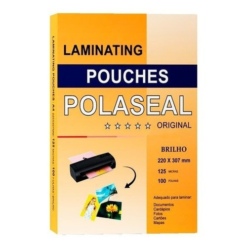 Polaseal Plástico para Plastificação 200 Folhas A4 220x307 0.05 125 Micras Com Brilho Masterprint