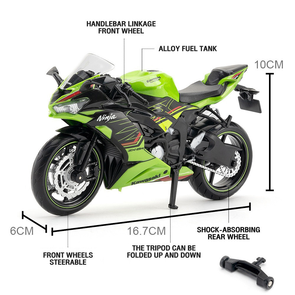 KLT 1 : 12 Kawasaki Ninja ZX-6R Metal Alloy Toys Car Modelo De