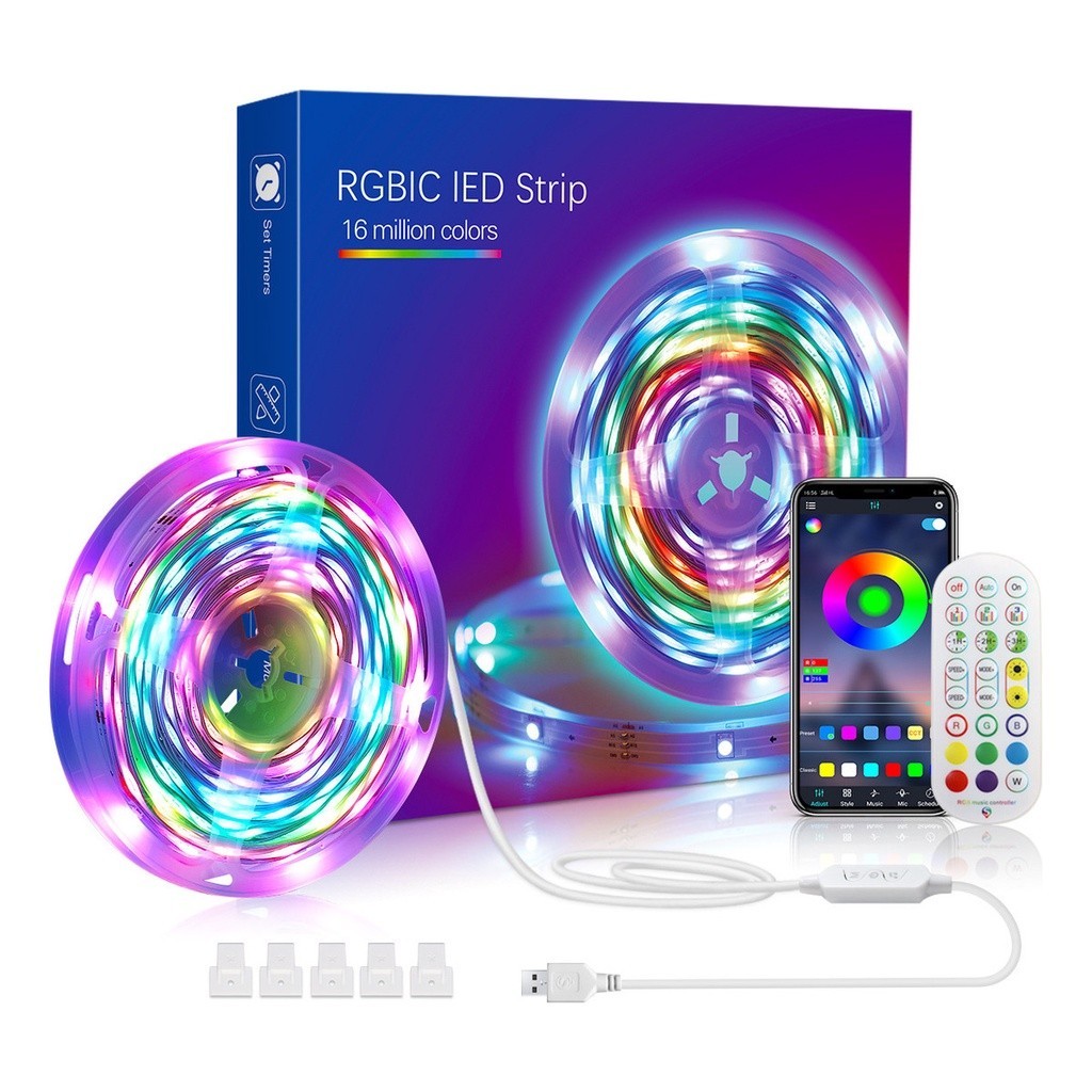 Fita Led Rgb 5050 Usb 5m Pc Tv Usb App 2.4g Android iPhone Alta qualidade