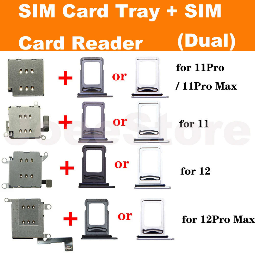 1 conjunto Dual Sim Card Reader Connector Cabo Flex para iPhone 11