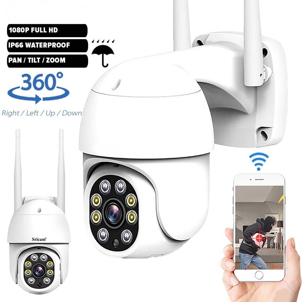 Câmera De Segurança IP À Prova D'água WiFi 360 Graus 1080P FHD CCTV-Light Flash Vision Night Ip6 IR