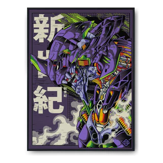 Quadro Anime Evangelion Eva Com Moldura Preta Decorativo