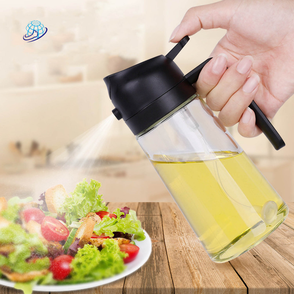 Bpa-free Oil Dispenser 2-in-1 Spray Bottle for Air Fryer Salad Glass Kitchen Tool