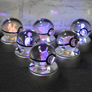 [SSPS] Pokemon Crystal Ball 3D Toy Snorlax Mewtwo Pikachu Figuras Pokémon LED FAH