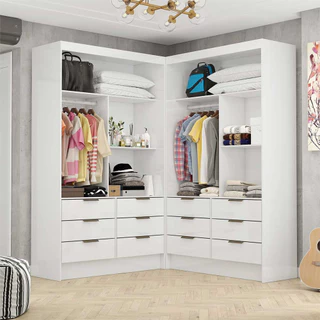Closet Casal Duplo Sevilha Premium com 12 Gavetas Carioca Móveis em Oferta na Shopee
