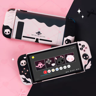 Capa Protetora De Silicone GeekShare Pink Skull Para Nintendo Switch E OLED