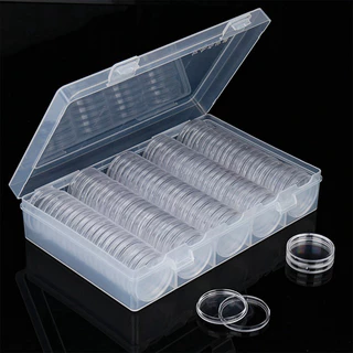 BWH 100 Peças 30/27mm Cápsulas De Moeda Protegem A Caixa Porta Moedas Com Organizadora De Armazenamento Para Suprimentos De Coleta De