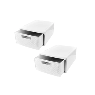 Kit 2 Gaveteiro Modular Empilhável Decoração Rattan Nitron
