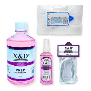 Kit Fibra 2m + Algodão + Prep 120ml + Prep 500ml X&d Para Higienizar Alongamento Unhas Nail Designer