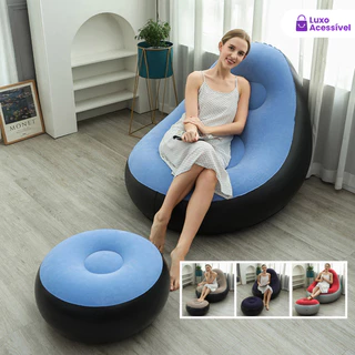 Conjunto Inflável Portátil Ultra Lounge Puff Poltrona E Sofá Para Descanso Preguiçoso