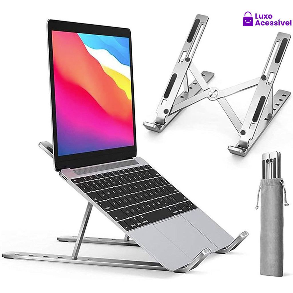 Laptop Suporte Base Notebook Tablet Alumínio Dobrável Portátil
