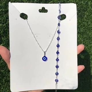 kit2 Colar olho grego + pulseira de diversos olhinhos banhado a prata 925