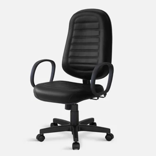 Cadeira de Escritório Presidente costurada Relax Braço Corsa Couro Preto - Qualiflex Móveis