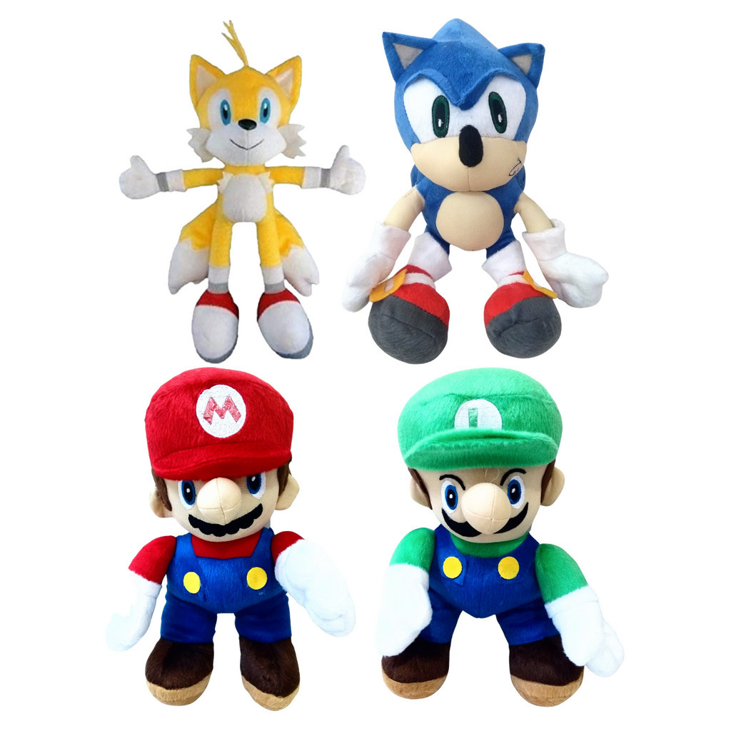 04 Pelúcias Sonic Tails Mario e Luigi 35cm | Shopee Brasil