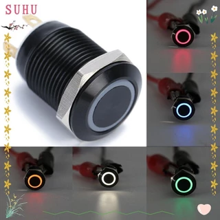 SUHU Botão De Pressão De 12mm Eletrônico Metal Alumínio Preto Interruptor Momentâneo