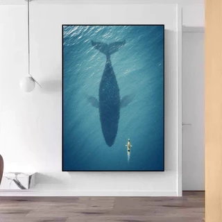 Quadro 1 peça decoração baleia surfista