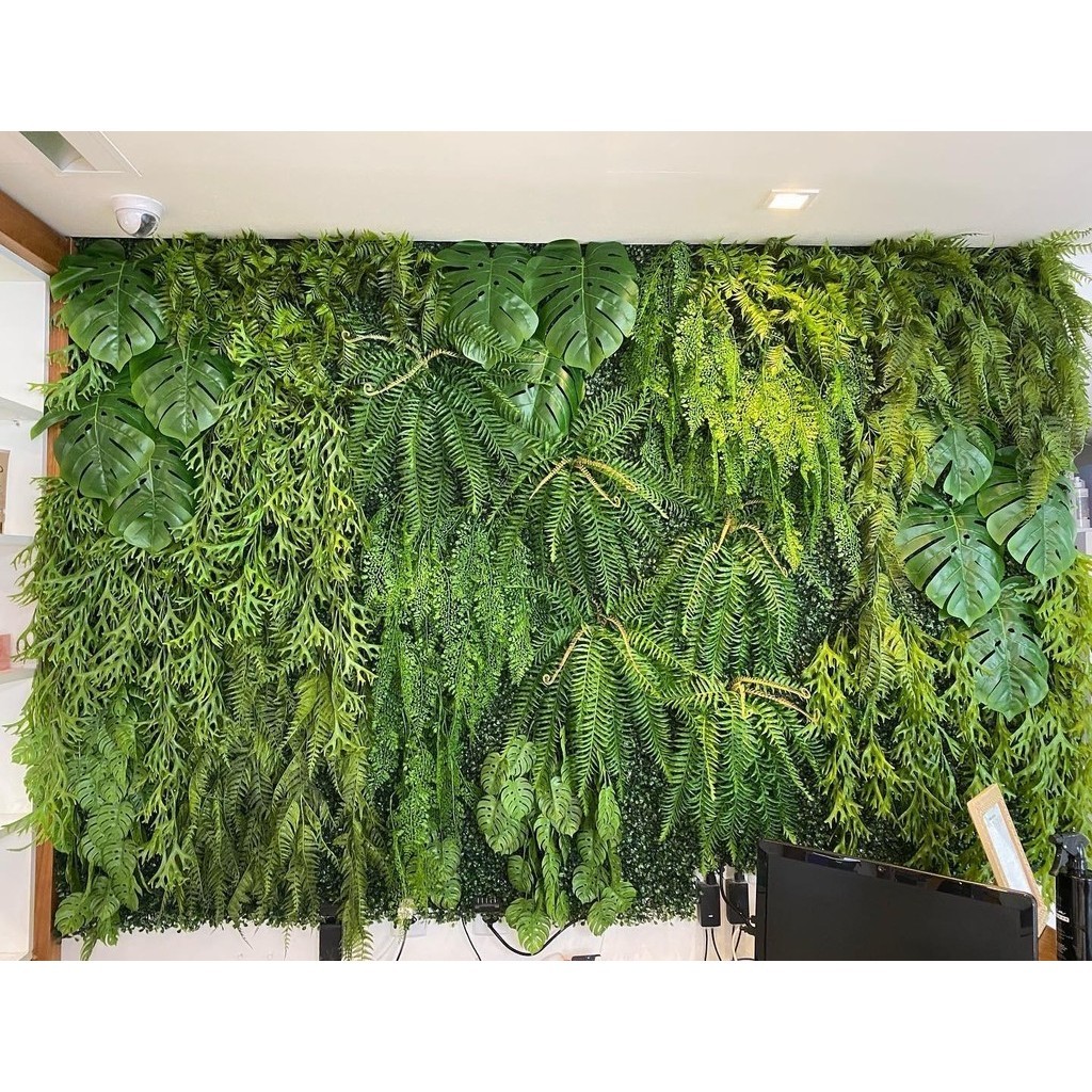 Placa De Jardim Vertical Artificial Pendente e Folhagem
