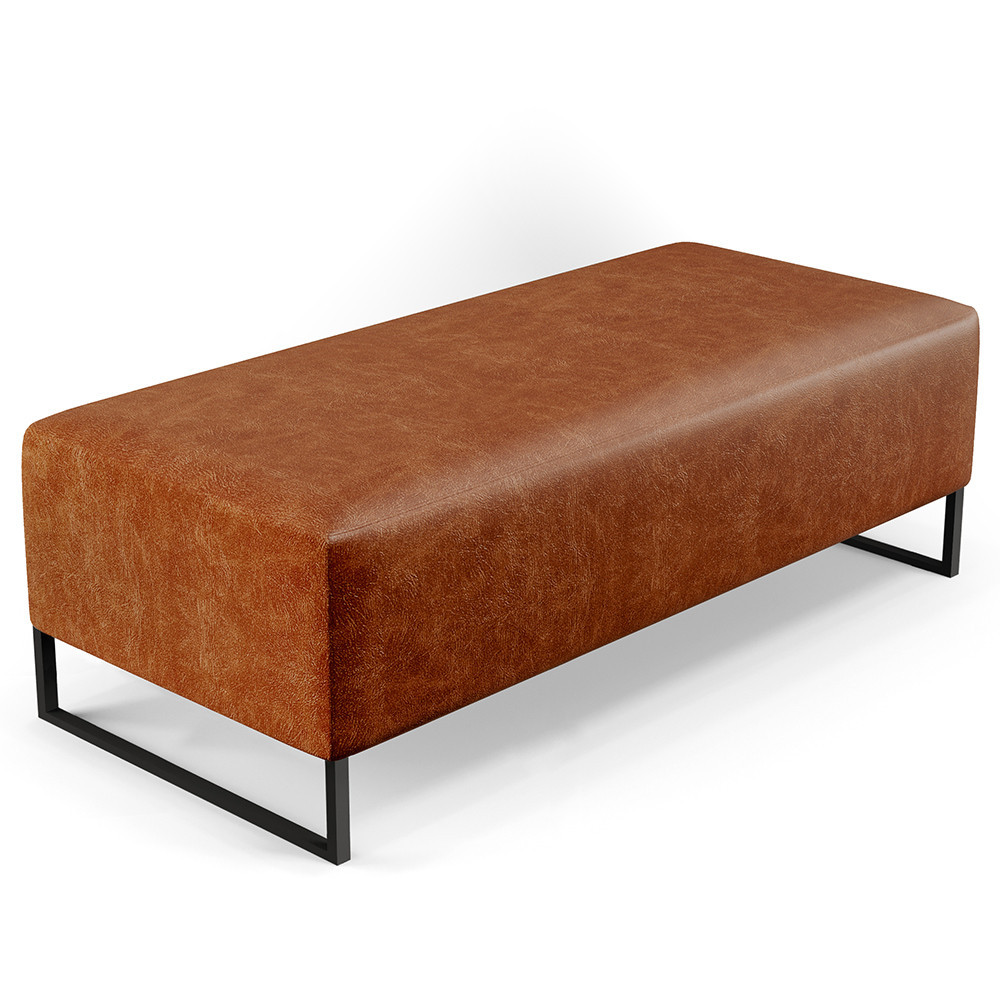 Puff Decorativo Sala de Estar Bali W01 Base Ferro 120x50 cm Couríssimo Camel - Lyam Decor